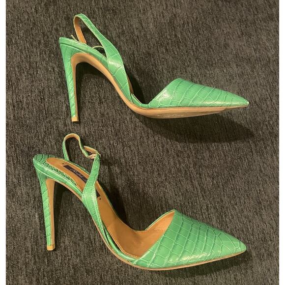 Ralph Lauren Collection Purple Label Alligator Heels D'orsay Pumps 8 Green Point - Picture 3 of 9